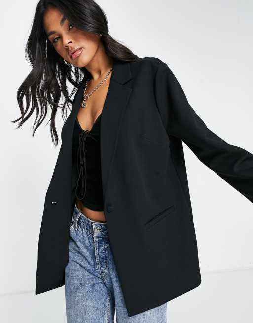 ASOS DESIGN Blazer de tailleur fluide en jersey Noir