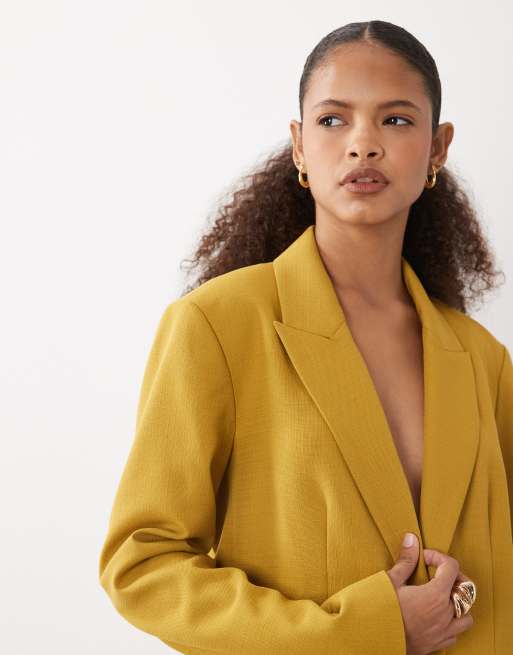 ASOS DESIGN - Blazer décontracté et ajusté en tissu texturé - Ocre, 2 de 4