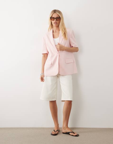 ASOS DESIGN - Blazer d'ensemble à manches courtes - Rose - view 1