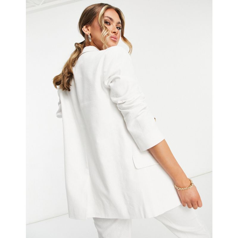 Donna Blazer DESIGN - Blazer doppiopetto da abito in lino bianco