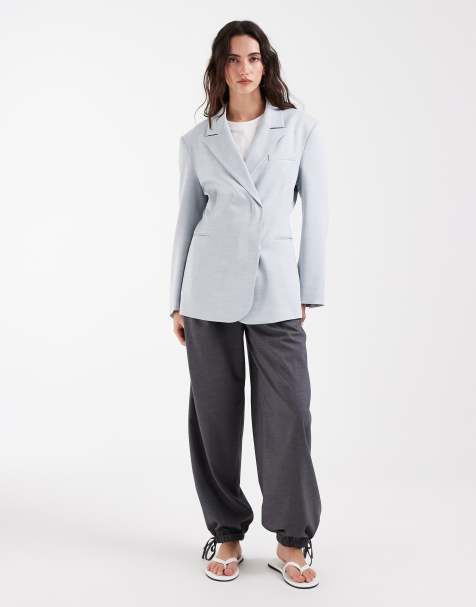 ASOS DESIGN - Blazer doppiopetto effetto lino azzurro - view 1