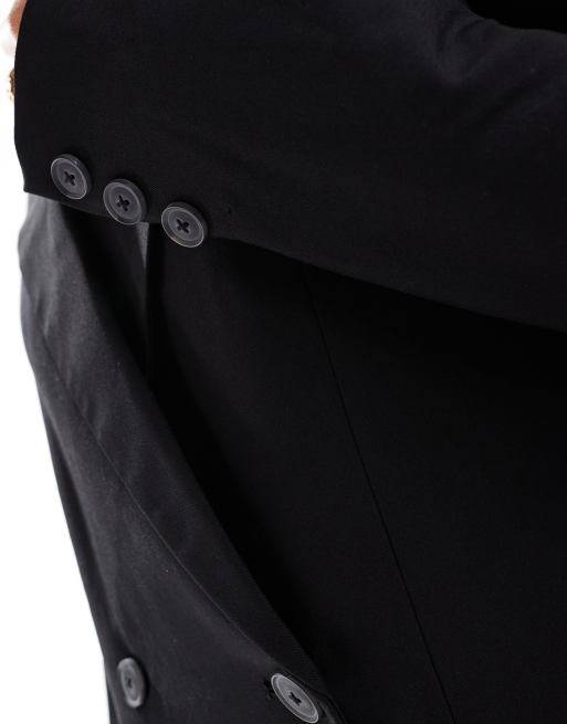 ASOS DESIGN - Blazer doppiopetto nero, 4 di 4