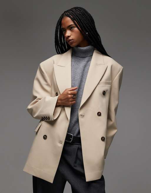 ASOS DESIGN - Blazer doppiopetto oversize color cammello