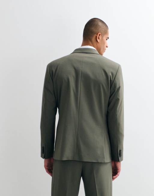 ASOS DESIGN - Blazer doppiopetto regular fit verde oliva, 4 di 5