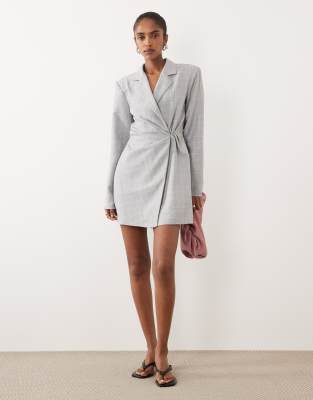Asos Design Blazer Dress Mini Tailored Fabric In Gray