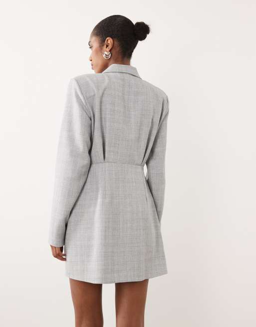 ASOS DESIGN blazer dress mini tailored fabric in grey, 4 of 4