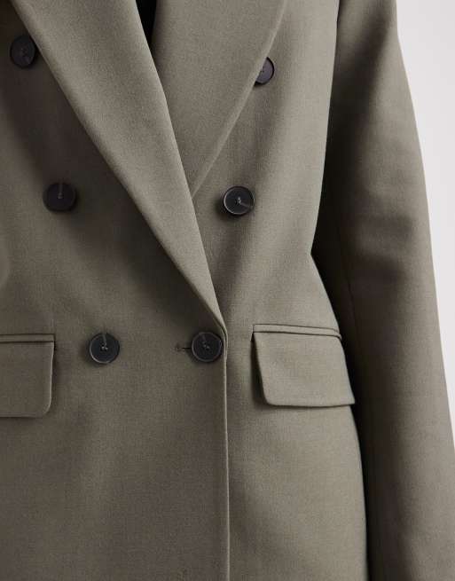 ASOS DESIGN - Blazer habillé d'ensemble coupe croisée - Olive, 3 de 4