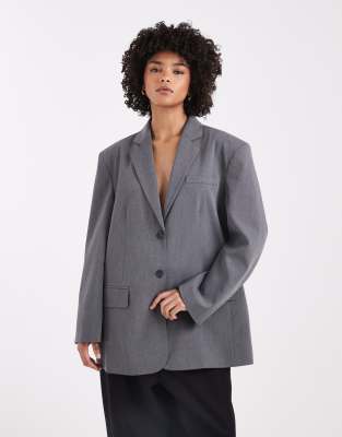 ASOS DESIGN - Blazer in Anthrazit mit gewickelter Rückseite-Grau