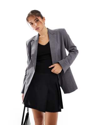 ASOS DESIGN - Blazer in Grau mit asymmetrischer Drapierung