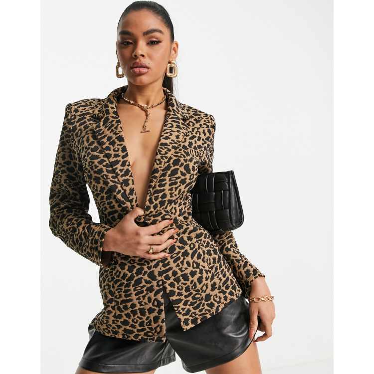 Blazer in jersey e jacquard con stampa animalier Asos Donna Abbigliamento Cappotti e giubbotti Giacche Giacche jacquard 