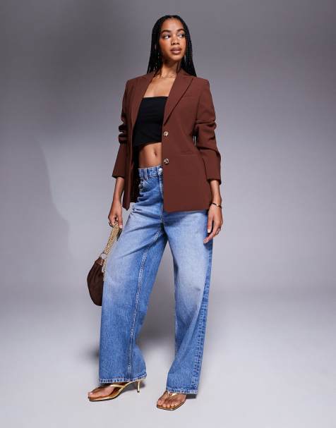 ASOS DESIGN – Blazer in Schokobraun mit geformter Hüftpartie - view 1