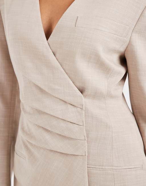 ASOS DESIGN – Blazer in Steinbeige mit Falten an der Taille, 3 von 4