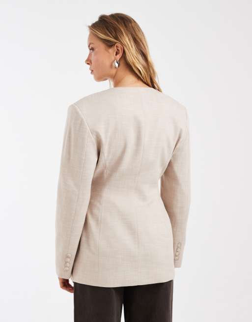 ASOS DESIGN – Blazer in Steinbeige mit Falten an der Taille, 4 von 4