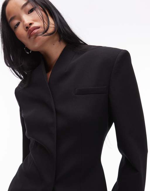ASOS DESIGN - Blazer met hoge hals en opening zwart, 4 van 4