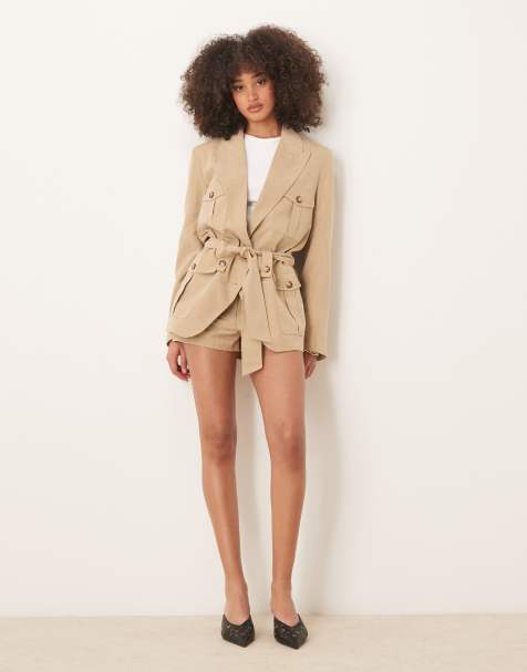 ASOS DESIGN - Blazer multitasche in camoscio sintetico color cuoio in coordinato - view 1