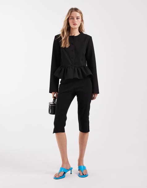 ASOS DESIGN - Blazer nero con bottoni e peplo - view 1