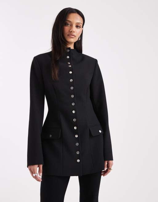 ASOS DESIGN - Blazer nero slim con bottoni, 2 di 4