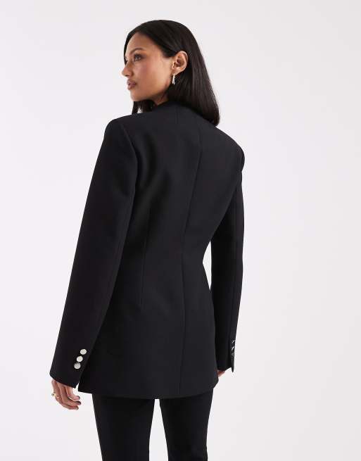 ASOS DESIGN - Blazer nero slim con bottoni, 4 di 4