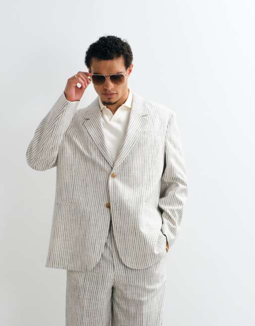 ASOS DESIGN blazer oversize à rayures écru, 2 de 5