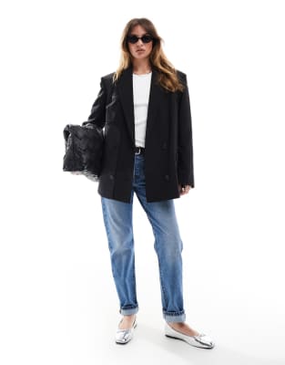 Blazer oversize ajusté effet inversé - Noir XS