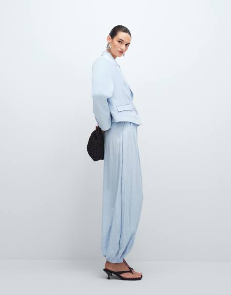 ASOS DESIGN - Blazer oversize ajusté et pantalon à chevilles resserrées - Bleu pastel - view 1