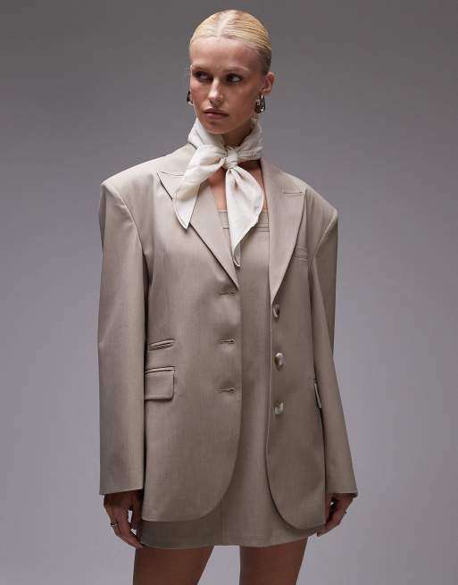 ASOS DESIGN - Blazer oversize color pietra in coordinato