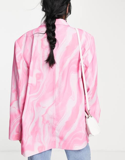 ASOS DESIGN - Blazer oversize style grandad à imprimé tourbillonnant - Rose, 2 de 4