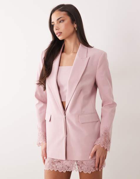 ASOS DESIGN - Blazer rosa con pizzo applicato - view 1