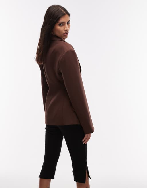ASOS DESIGN - Blazer sagomato stretto in vita color cioccolato, 4 di 4