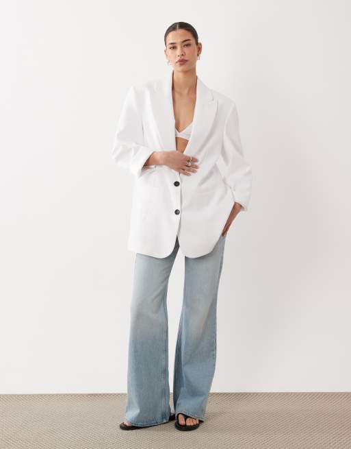 ASOS DESIGN - Blazer sartoriale comodo taglio maschile bianco