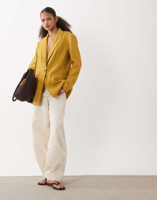 ASOS DESIGN - Blazer sartoriale comodo testurizzato color ocra