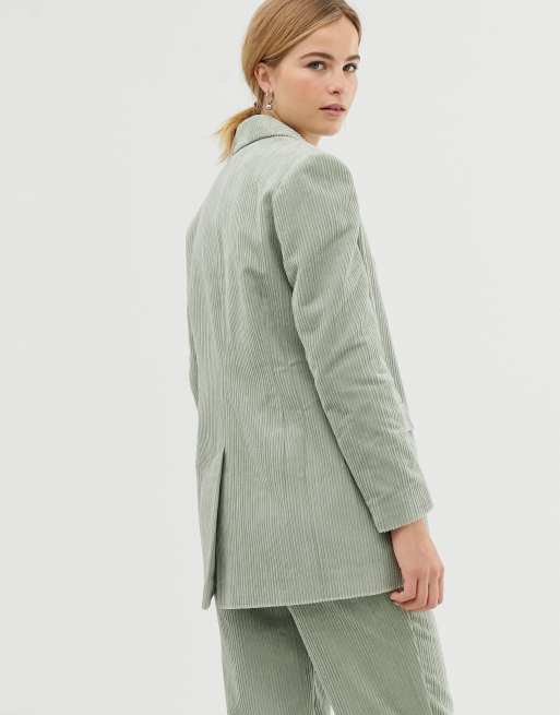 ASOS DESIGN - Blazer sartoriale da abito salvia a coste, 2 di 4