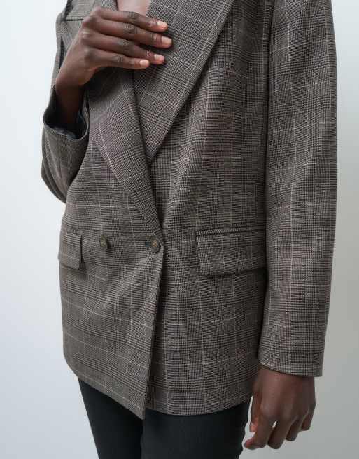 ASOS DESIGN blazer sartoriale doppiopetto con spalle strutturate beige, 3 di 4