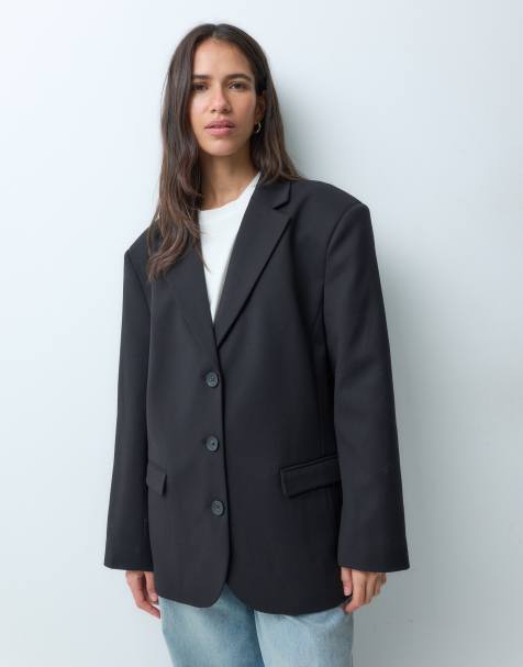 ASOS DESIGN blazer sartoriale oversize con spalle strutturate nero - view 1