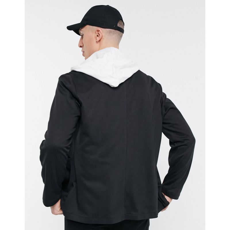 RYuVm Uomo DESIGN - Blazer sartoriale oversize in morbido jersey nero con spalle scese