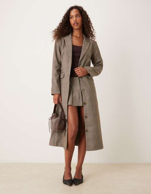 ASOS DESIGN - Blazer sartoriale taglio lungo a quadri in coordinato