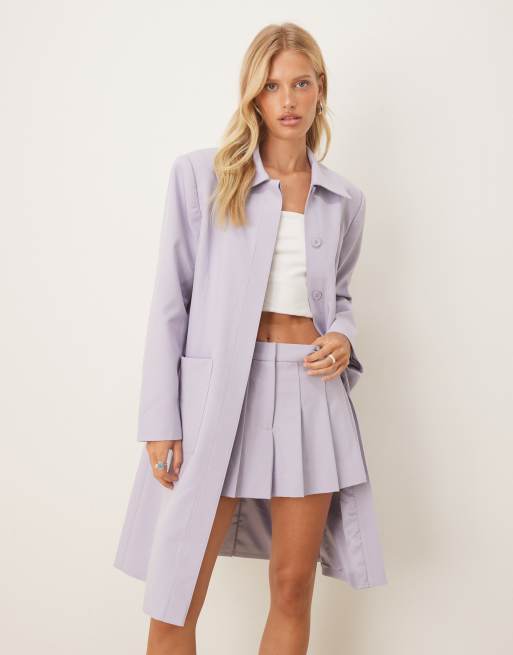 ASOS DESIGN - Blazer sartoriale taglio lungo lilla in coordinato
