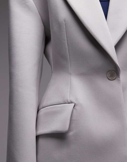 ASOS DESIGN - Blazer sculpté et cintré à la taille - Gris clair, 3 de 4
