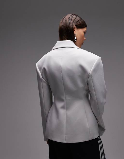 ASOS DESIGN - Blazer sculpté et cintré à la taille - Gris clair, 4 de 4