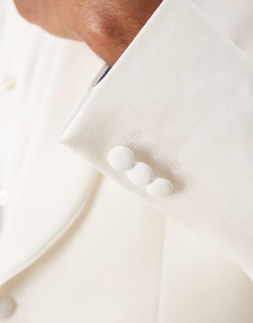 ASOS DESIGN - Blazer slim bianco con colletto sciallato, 3 di 5