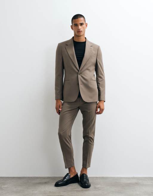 ASOS DESIGN blazer slim da abito marrone, 4 di 5