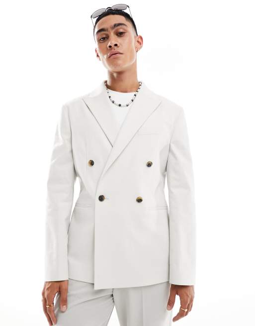 ASOS DESIGN - Blazer slim fit grigio colomba