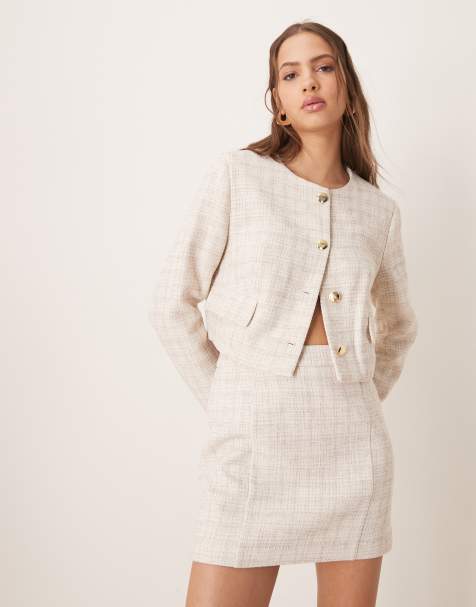 ASOS DESIGN - Blazer squadrato bouclé bianco sporco in coordinato - view 1