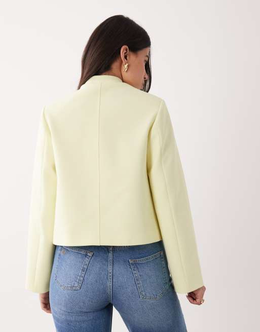 ASOS DESIGN - Blazer squadrato giallo con colletto alla coreana, 4 di 4
