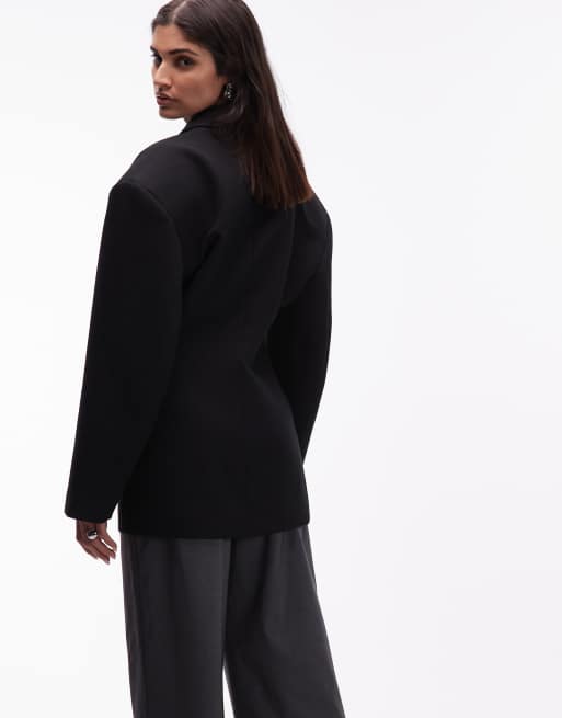 ASOS DESIGN - Blazer stile smoking con rever in raso nero, 4 di 4