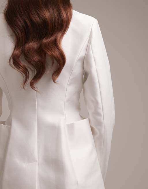 ASOS DESIGN - Blazer strutturato bianco con tasche profonde, 3 di 5