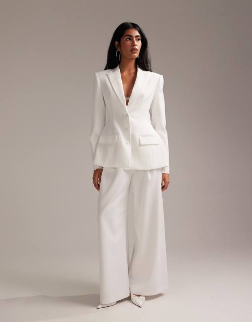ASOS DESIGN - Blazer strutturato stretto in vita bianco, 6 di 6