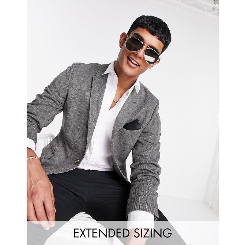 DESIGN - Blazer super skinny effetto lana, colore grigio tweed