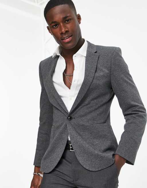 ASOS DESIGN - Blazer super skinny in jersey antracite, 3 di 4