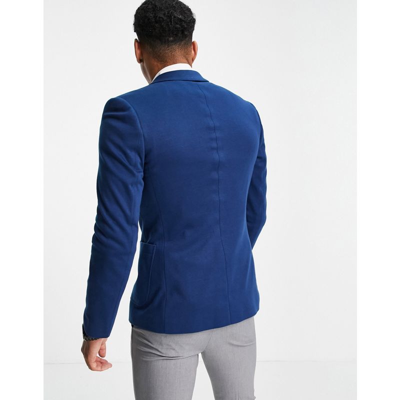 Uomo SuLWn DESIGN - Blazer super skinny in jersey blu navy